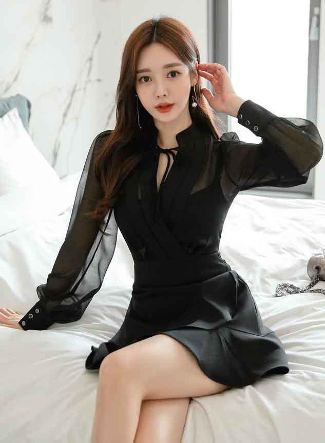 Cheris Black Sleeved Dress - One Chic Store