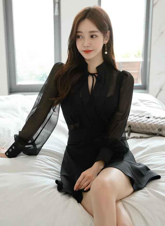 Cheris Black Sleeved Dress - One Chic Store