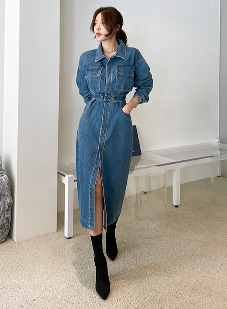 Janis Denim Dress - One Chic Store