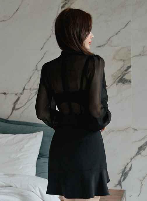 Cheris Black Sleeved Dress - One Chic Store