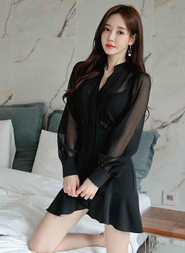 Cheris Black Sleeved Dress - One Chic Store