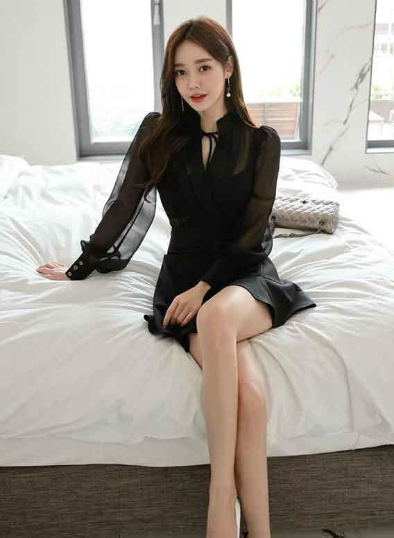 Cheris Black Sleeved Dress - One Chic Store