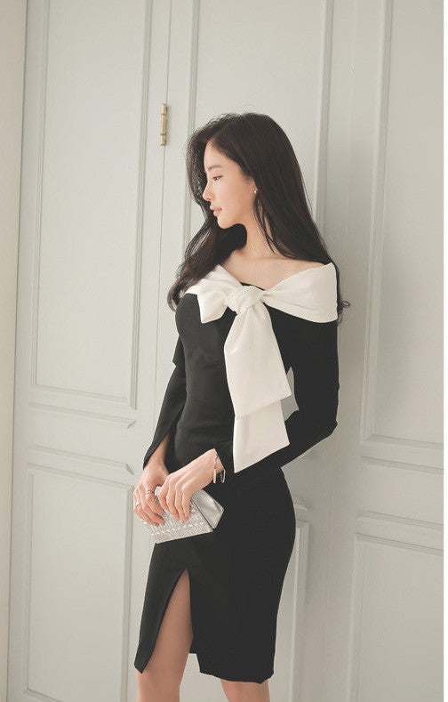 Marina Black Bow Dress - One Chic Store